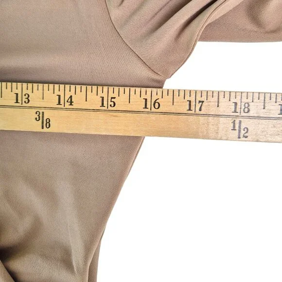 Abercrombie & Fitch Wrap Bodysuit Sz Med Long Sleeve Lined Tan Soft NWT Classic - Picture 5 of 9